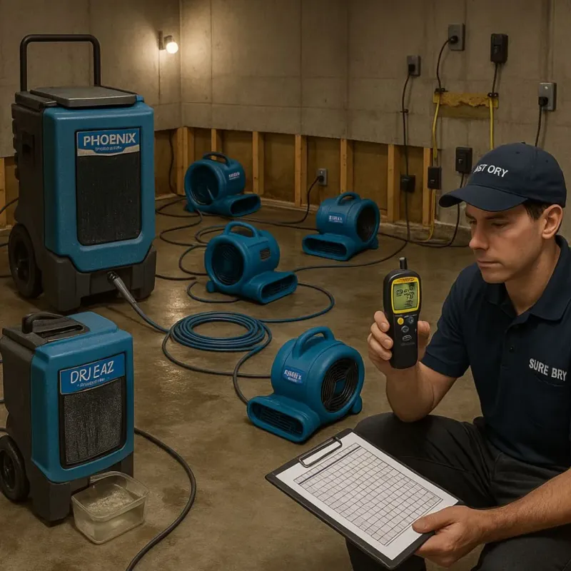 Structural Drying and Dehumidification process in North Scituate, MA